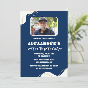 Invitaciones de cumpleaños número 74 simples para 