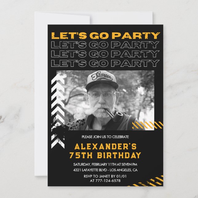 invitaciones de cumpleaños número 75 para hombres  (Anverso)