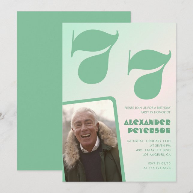 Invitaciones de cumpleaños número 77 con gradiente (Anverso / Reverso)