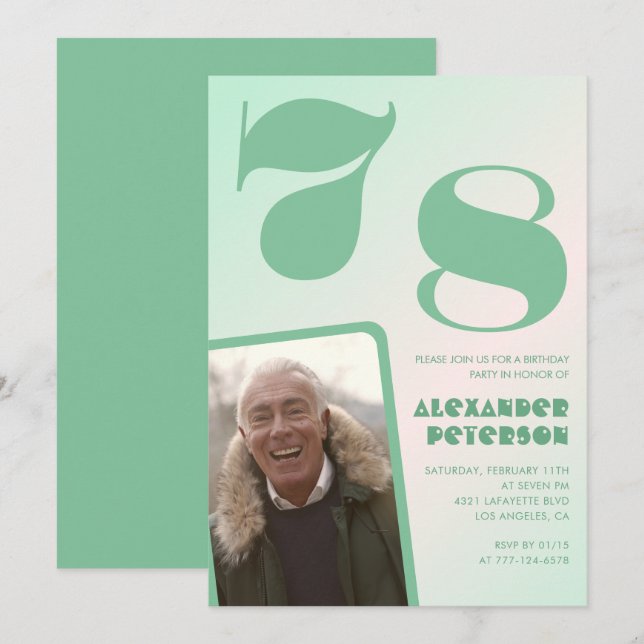 Invitaciones de cumpleaños número 78 con gradiente (Anverso / Reverso)