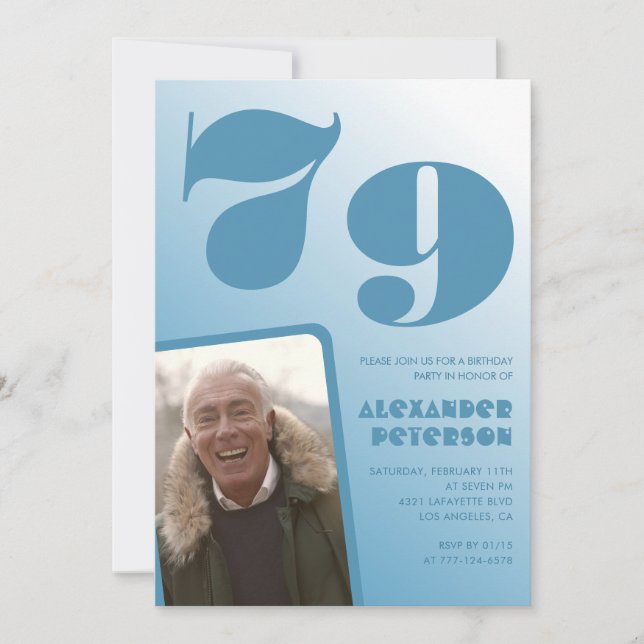 Invitaciones de cumpleaños número 79 con gradiente (Anverso)