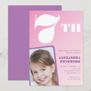 Invitaciones de cumpleaños número 7 con gradiente 