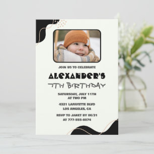 Invitaciones de cumpleaños número 7 negras Niño Si