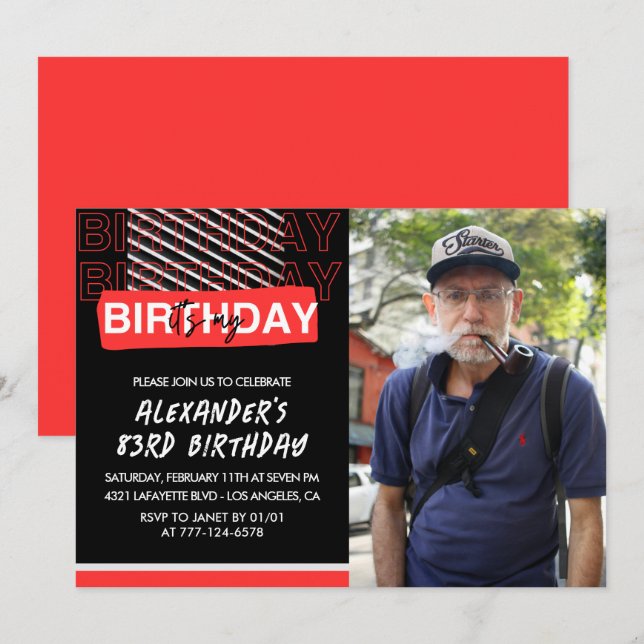 Invitaciones de cumpleaños número 83 para hombres  (Anverso / Reverso)