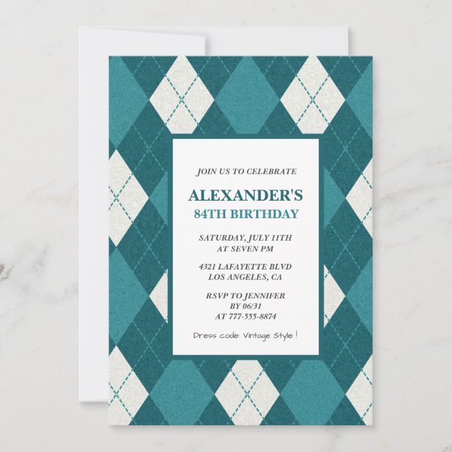 invitaciones de cumpleaños número 84 para hombres  (Anverso)