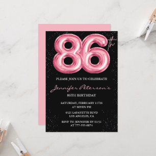 Invitaciones de cumpleaños número 86 de Black Pink