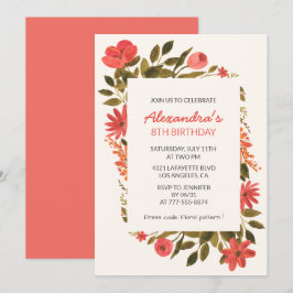 invitaciones de cumpleaños número 8 Floral Boho El
