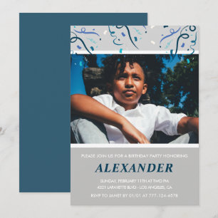 invitaciones de cumpleaños número 8 Niño Confeti F