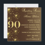Invitaciones de cumpleaños número 90<br><div class="desc">Esta invitación a la fiesta de cumpleaños número 90 es bastante elegante,  con una perfecta combinación de tradición y modernidad.  Bellamente hecho en marrón y oro,  está esperando que usted lo personalizar fácilmente con su propia información.  ¡No olviden coordinar notas de agradecimiento!</div>