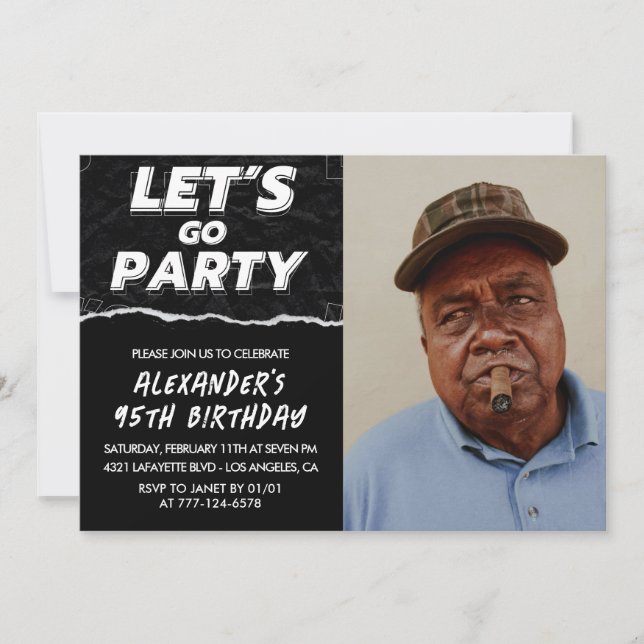 Invitaciones de cumpleaños número 95 para hombres  (Anverso)
