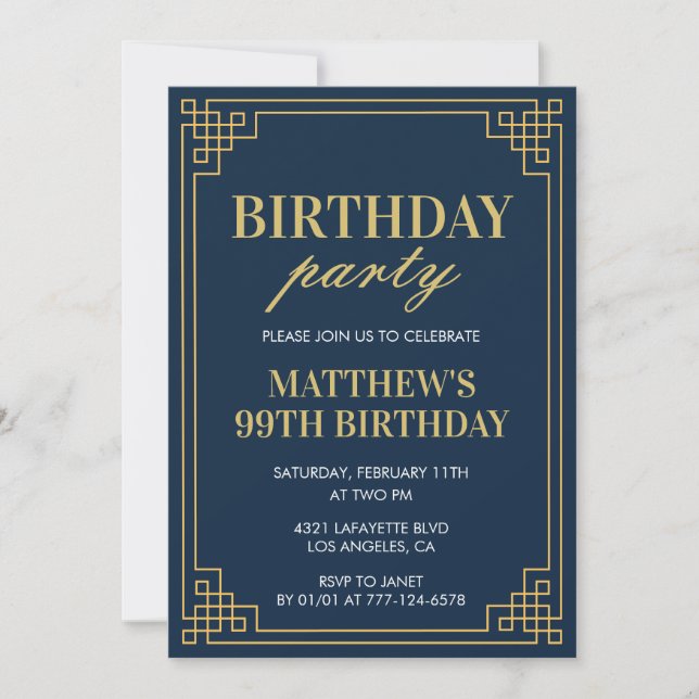 invitaciones de cumpleaños número 99 Fiesta de cum (Anverso)