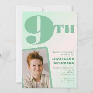 Invitaciones de cumpleaños número 9 con gradiente 
