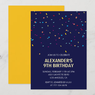 invitaciones de cumpleaños número 9 Niño Confeti M