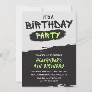 invitaciones de cumpleaños número 9 Niño graffiti 