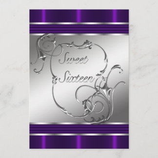 Invitaciones de cumpleaños número dieciséis morada