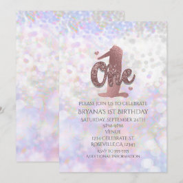 Invitaciones de cumpleaños número uno con brillo i