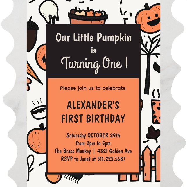 Invitaciones de cumpleaños número uno de Halloween (Halloween-1st-birthday-invitations-autumn-october-1)