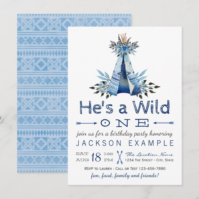 Invitaciones de cumpleaños número uno para niños s (Anverso / Reverso)