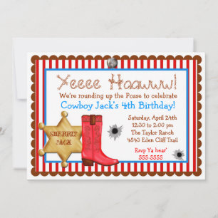 Invitaciones de cumpleaños occidental de Cowboy Wi