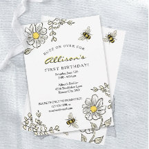 Invitaciones de cumpleaños para abejas ocupadas