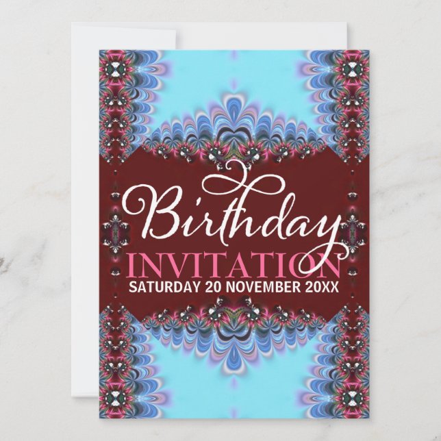 Invitaciones de cumpleaños para adultos de encaje  (Anverso)