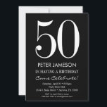 Invitaciones de cumpleaños para adultos negros y b<br><div class="desc">Una invitación de cumpleaños simple y moderna en blanco y negro para un hito o cualquier cumpleaños de edad. Esta invitación es para cualquier edad,  incluyendo hitos: 18.º 21.30.35.º 45.º 55.º 60.º 65.º 70.º 75.º 85.º 90</div>