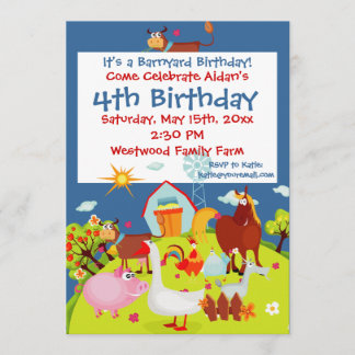 Invitaciones de cumpleaños para animales de granja