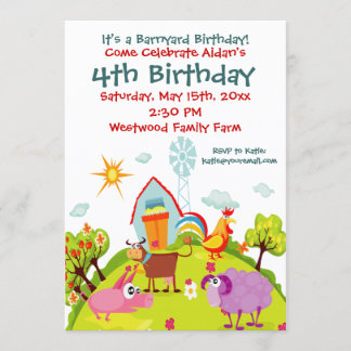 Invitaciones de cumpleaños para animales de granja