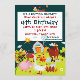 Invitaciones de cumpleaños para animales de granja