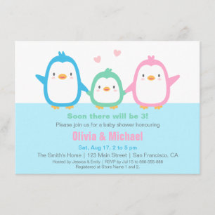 Invitaciones de Cumpleaños para Bebé de Pingüino C