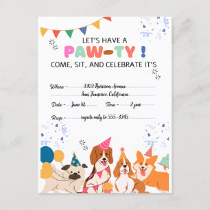 Invitaciones de cumpleaños para cachorros de perro