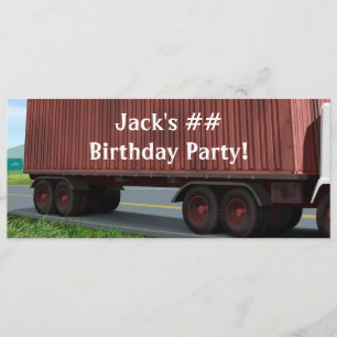 Invitaciones de cumpleaños para camión grande semi