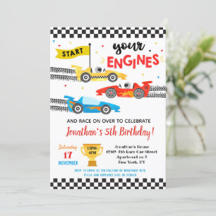  Invitaciones de cumpleaños para carreras de coche
