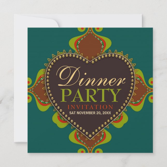 Invitaciones de cumpleaños para cena de diosa bohe (Anverso)