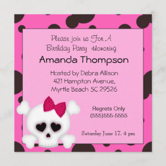 Invitaciones de cumpleaños para chicas Skull