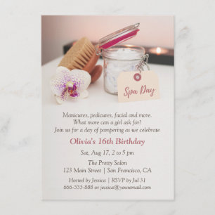 Invitaciones de cumpleaños para chicas Spa Day