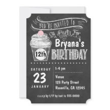 Invitaciones de cumpleaños para cupcakes de pizarr