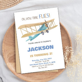Invitaciones de cumpleaños para el avión azul verd