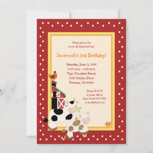 Invitaciones de cumpleaños para el Barnyard Countr
