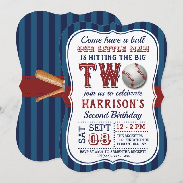 Invitaciones de cumpleaños para el béisbol (Anverso / Reverso)