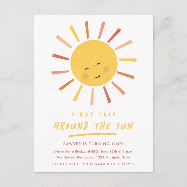 Invitaciones de cumpleaños para el primer viaje al (Anverso)