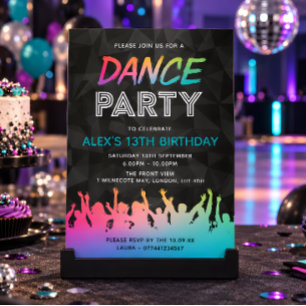 Invitaciones de cumpleaños para fiesta de baile
