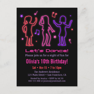 Invitaciones de cumpleaños para fiesta de baile co