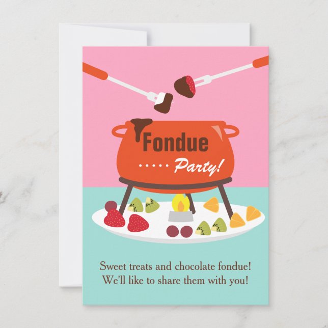 Invitaciones de cumpleaños para fiesta de fondue S (Anverso)