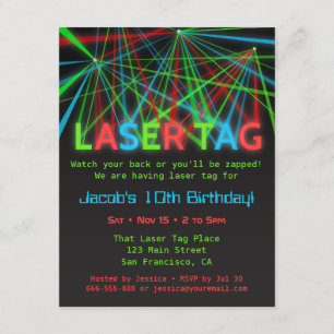 Invitaciones de cumpleaños para fiesta de Laser Ta