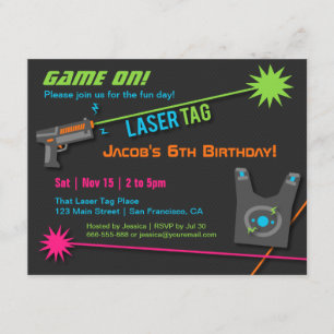 Invitaciones de cumpleaños para fiesta de Laser Ta