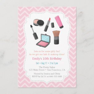Invitaciones de cumpleaños para fiesta de makeover