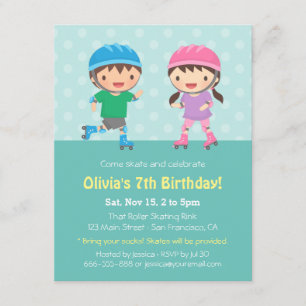 Invitaciones de cumpleaños para fiesta de patinaje