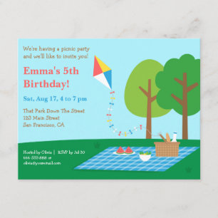 Invitaciones de cumpleaños para fiesta de picnic e