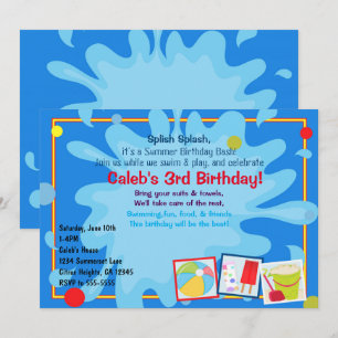 Invitaciones de cumpleaños para fiesta de piscina 